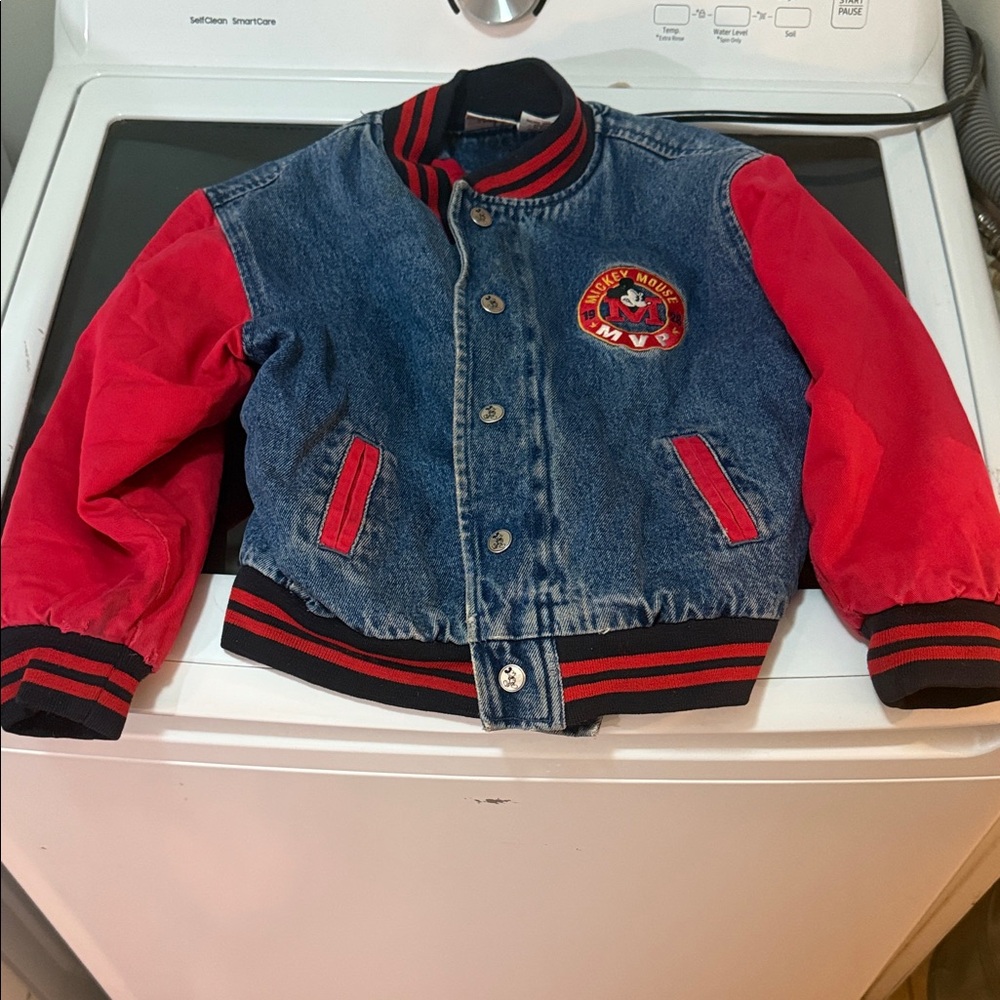 Disney Denim Jacket with Red Sleeves